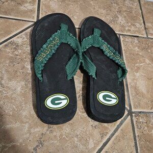 Womens NFL Green Bay Packers Flip Flops Size 9
